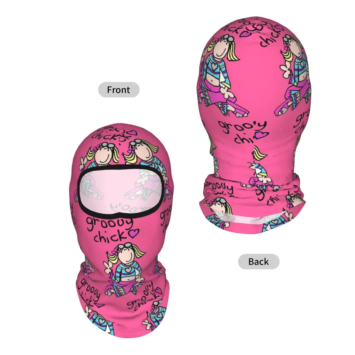 Groovy Chick Girls 2000s Y2K Vintage Breathable Thin Balaclava Full Face Mask Sun Protection Neck Gaiter For Motorcycle Cycling