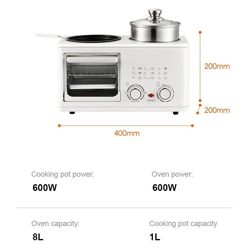 Maszyna śniadaniowa Owsianka Urządzenie do gotowania ryżu Zupa Gulasz Makaron Garnek do gotowania Parowar Chleb Pizza Piekarnik Jajko Omlet Patelnia