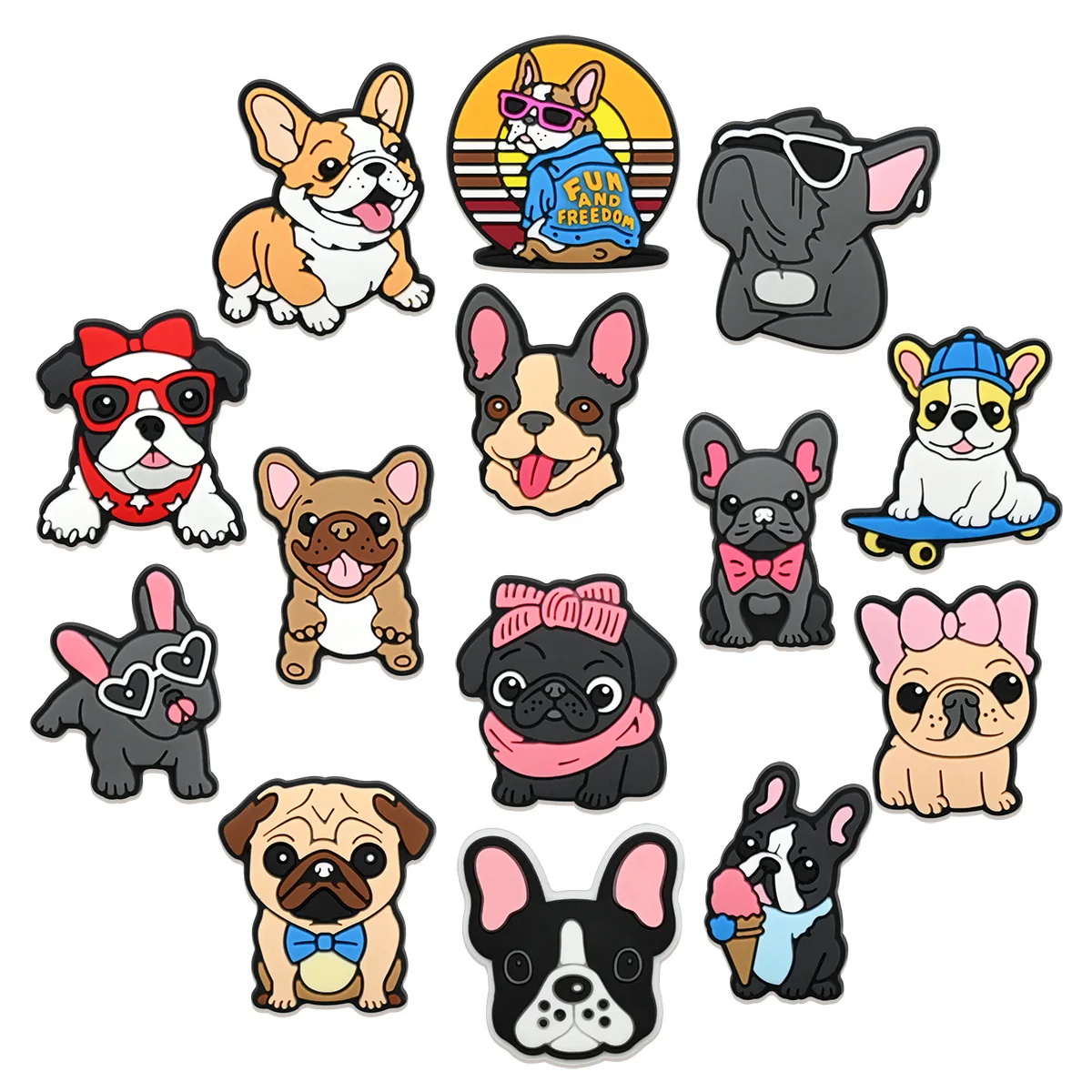 2/14pcs lot lovely dog shoe buckle charms accessories decorations for sandals bag sneaker clog wristbands bracelets kids gift
