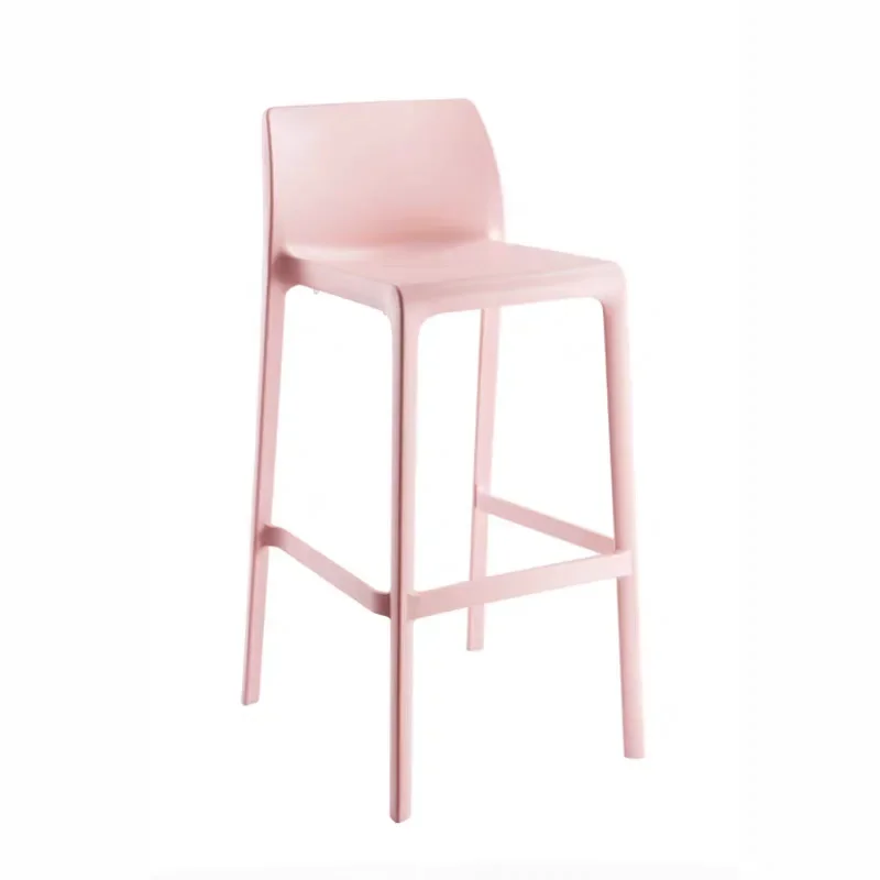 Modern simple plastic bar chair, stackable bar high chair, cashier front desk, plastic low back bar stool