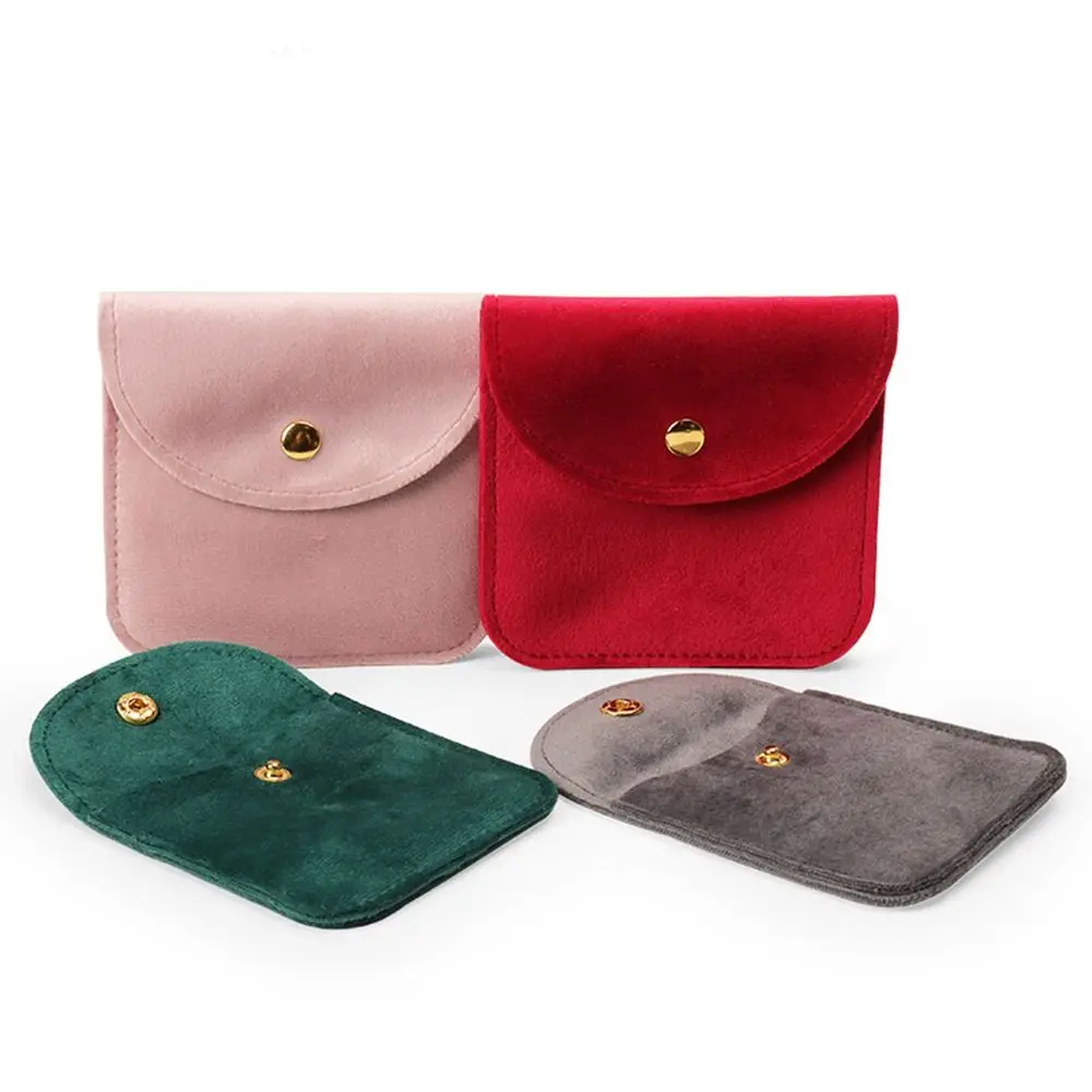 1Pcs Velvet Gift Wrapping Pouch Snap Button Portable Jewelry Packaging Bag Pouch Necklace Earrings Ring Storage Pouch Gift Bag