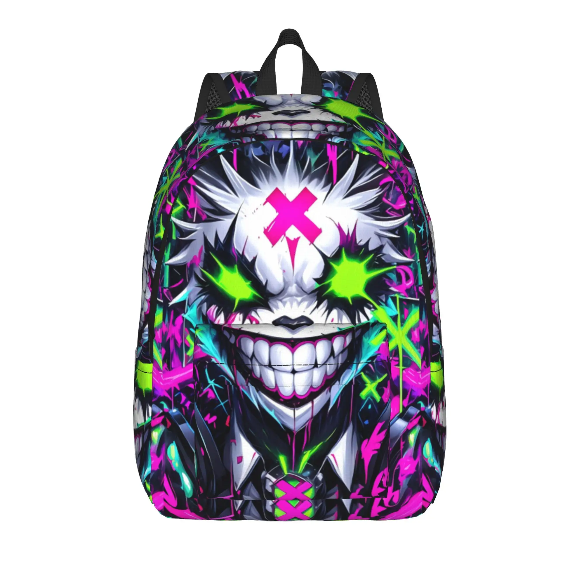 Novel Fun Neon Harajuku‑style Demon Skull Backpack Girl Polyester Outdoor Backpacks Streetwear High School Bags Rucksack