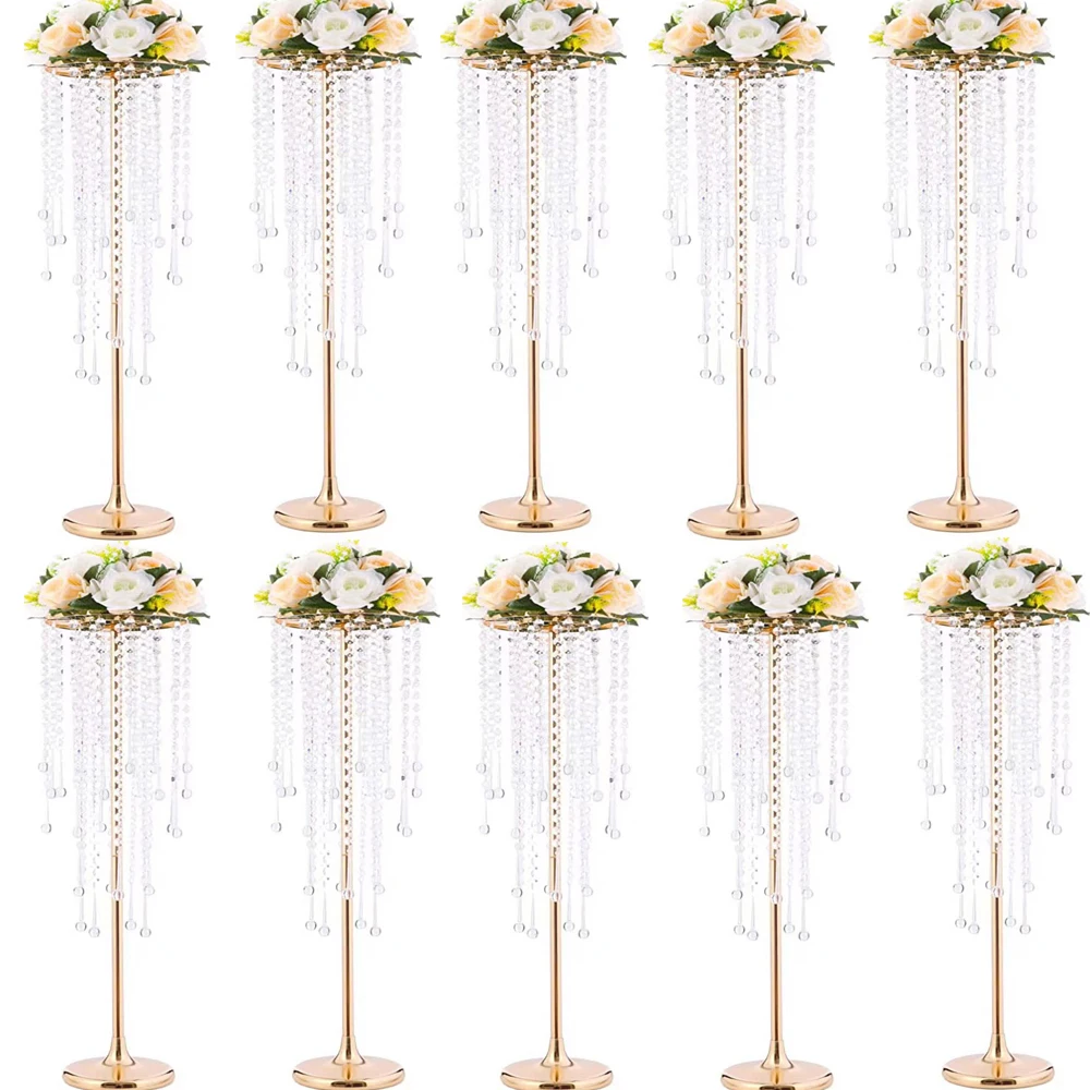 

10Pcs/Lot Luxurious Crystal Flower Stand Centerpieces Candle Holder For Wedding Party Dinner Restaurant Home Decoration Supplies