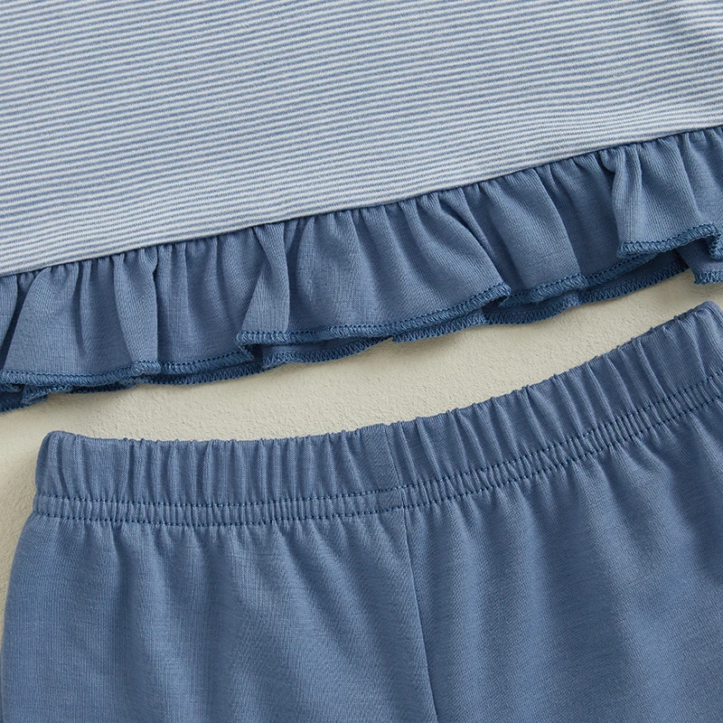 Adorable Infant Girl Outfit with Cute Bunny Applique Flutter Sleeve Top and Matching Ruffle Shorts for Summer Fun