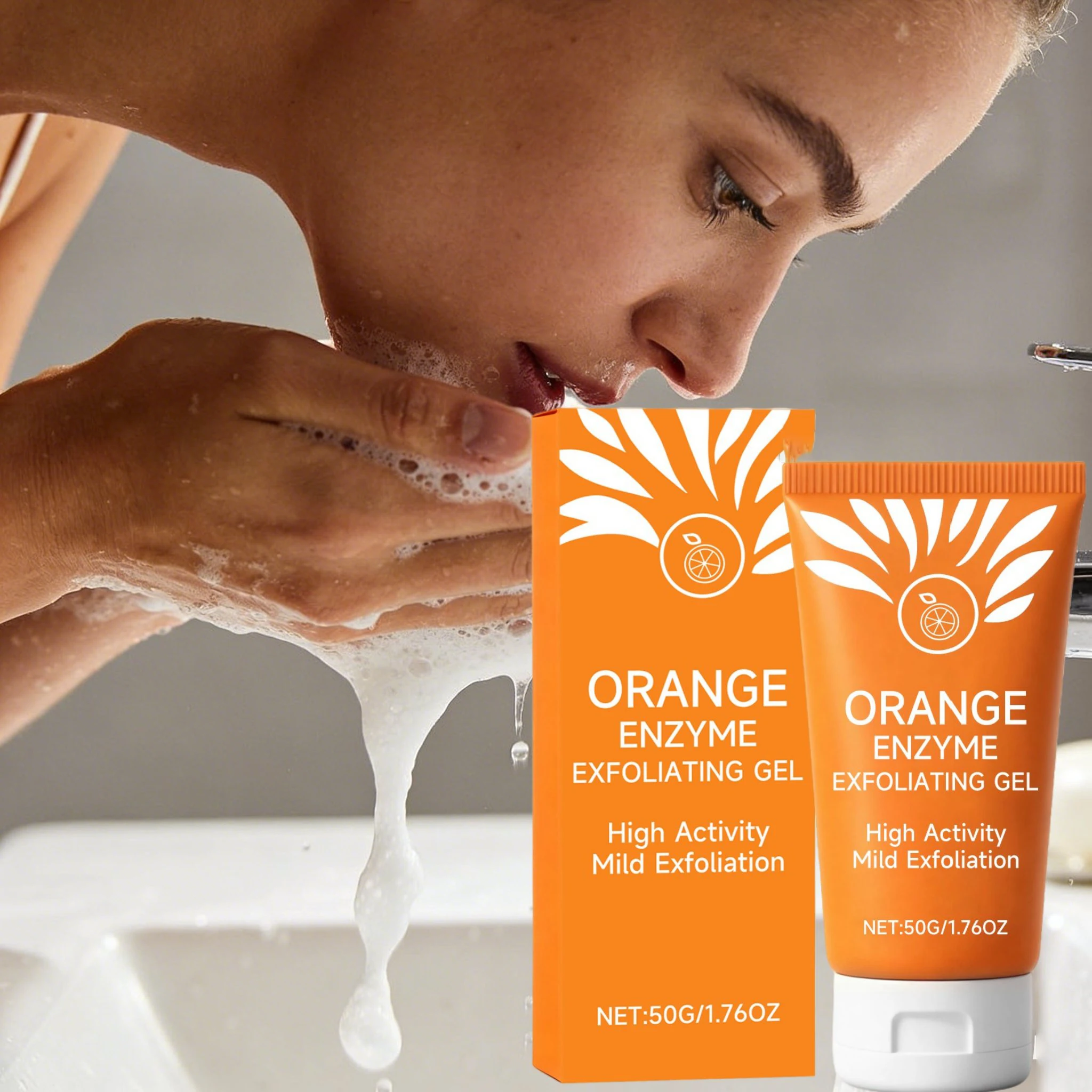 Orange Facial Exfoliating Gel Unclog Pores Prevent Pore Blockage Purifying Skin Mild Oil Control Deep Cleaning Facial Cleanser