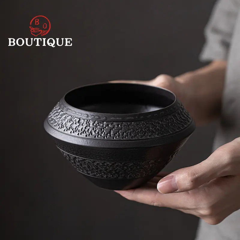 Boutique Silver Black Tea Wash Bowl Handmade Jumping Knife Craft Ceramics Jianshui Tea Residue Bucket Tea Ceremony Accessories