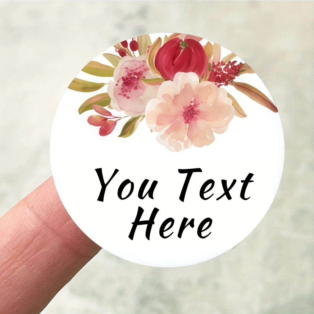 100pcs Custom Round Green Foliage Stickers Personalized Text Gift Labels For Gift Wrapping Boxes Party Favors