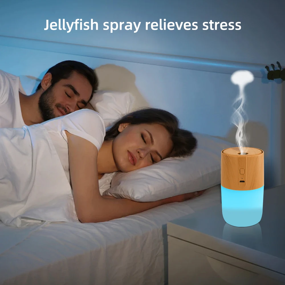 Wood Grain Aroma Diffuser  7 Colors, 2 Modes, Humidifies & Purifies Air  2 Oils