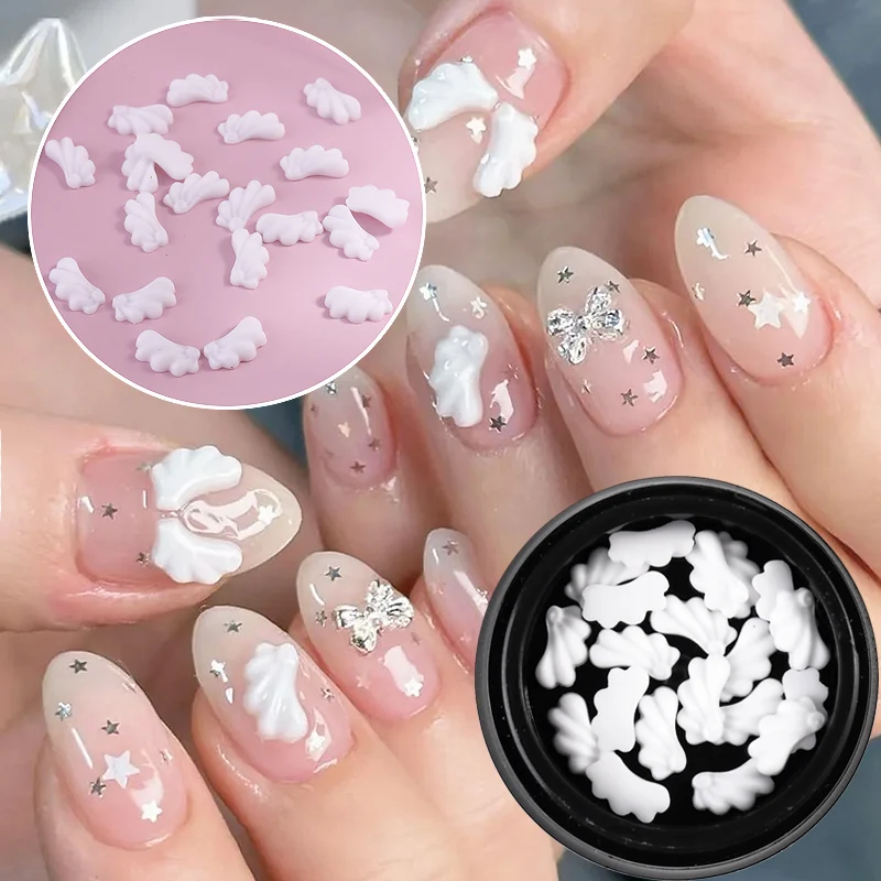 White Angel Wings Nail Art Decorations | Cute Japanese Style Wing Nail Accessories，3D Trending Nail Art Gems Y2k Nail Supplies