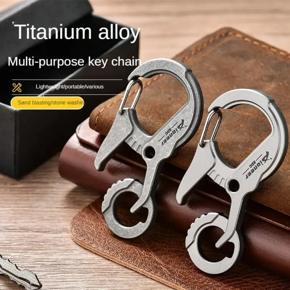 Maeerxu Titanium Alloy Keychain Metal Portable Keychain Multifunctional Bottle Opener Light EDC Keyring Accessories Outdoor Tool
