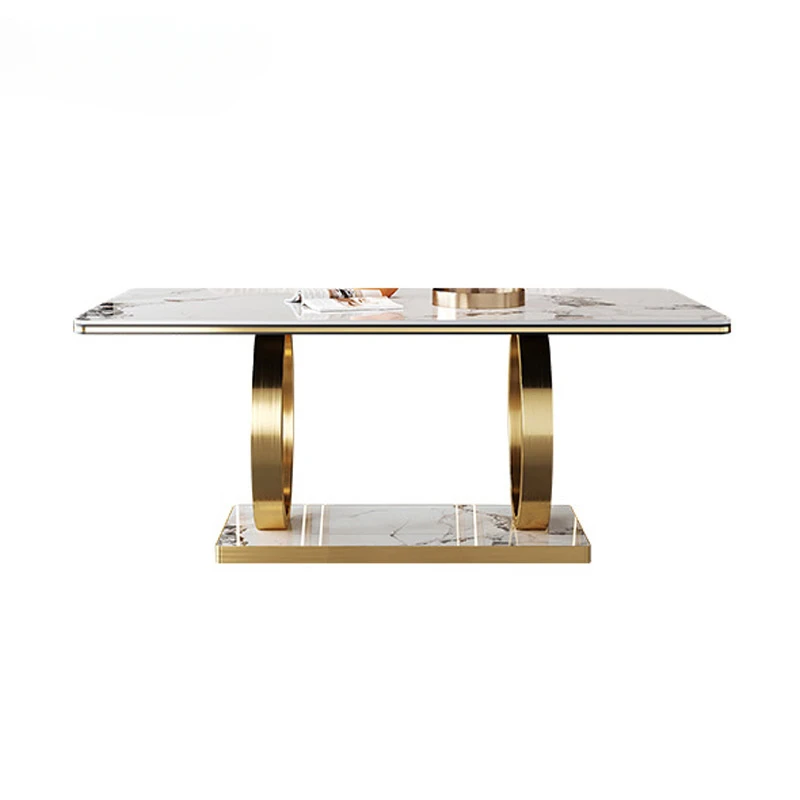 

Light Luxury Shiny Rock Slab Dining Table Post-Modern Minimalist Rectangular Household Small Dining Table Single Dining Table