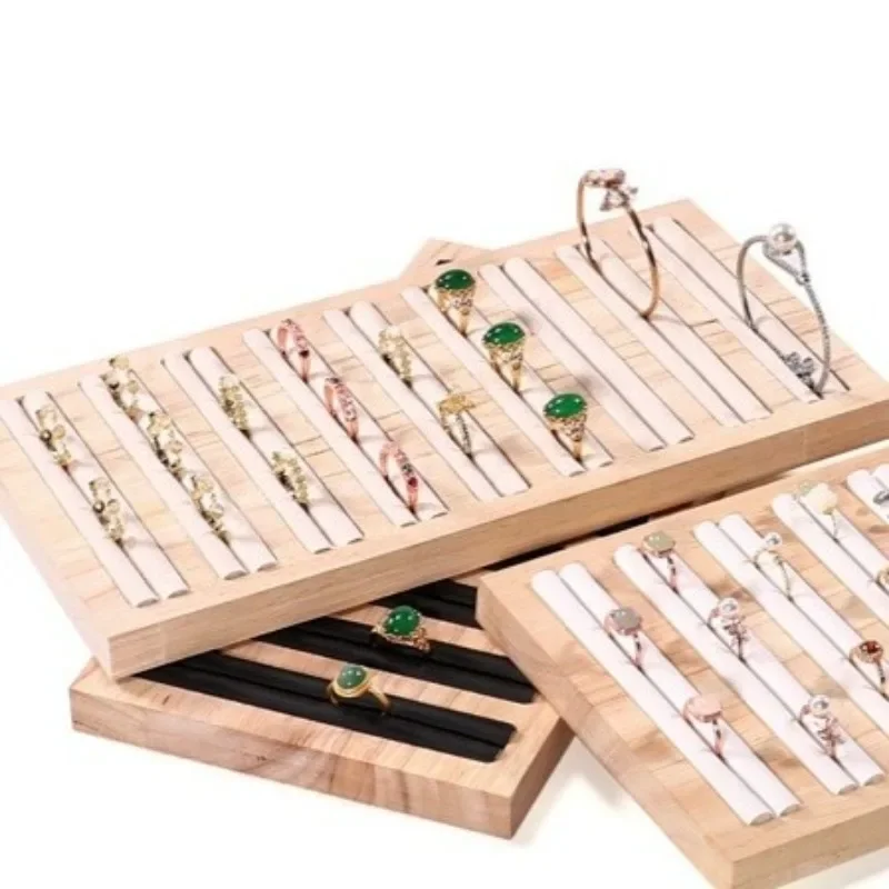 Solid Wood Ring Display Tray Counter Rings Organizer Trays Jeweler Jewelry Displays Tray Show Props Jewellery Storage Trays