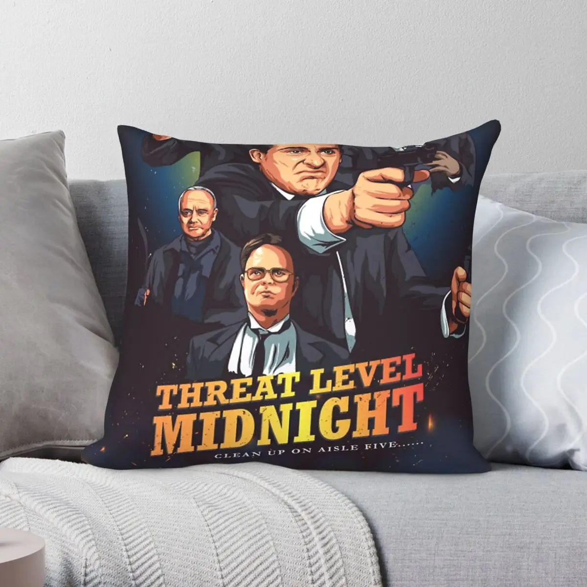The Office Threat Level Midnight Square Pillowcase Polyester Linen Velvet Pattern Zip Decorative Car Cushion Cover Wholesale