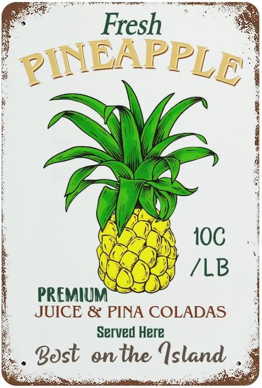 WengBeauty New Vntage Retro Metal Tn Sgn Fresh Pneapple Garage Street Metal Tn Sgn Retro Wall Sgn Hand Pantng Art Decor Home Bar