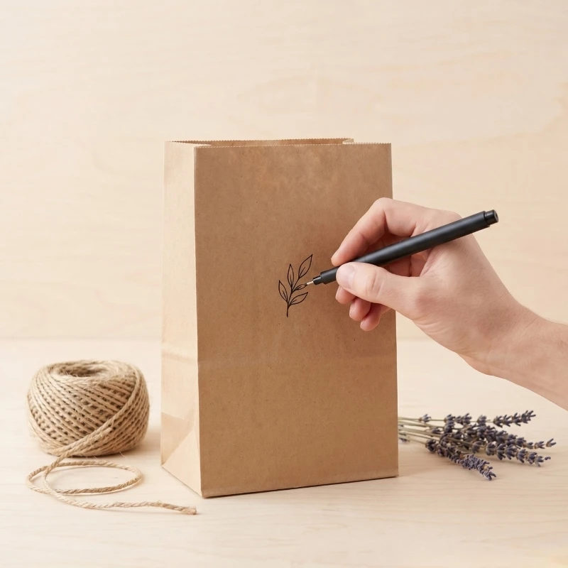 Sacs en papier Kraft 18x9x5cm, 50 pièces, pour sandwich, pain, nourriture, thé, petit cadeau, emballage à emporter, fournitures pour fête et mariage, couleur bois de hêtre