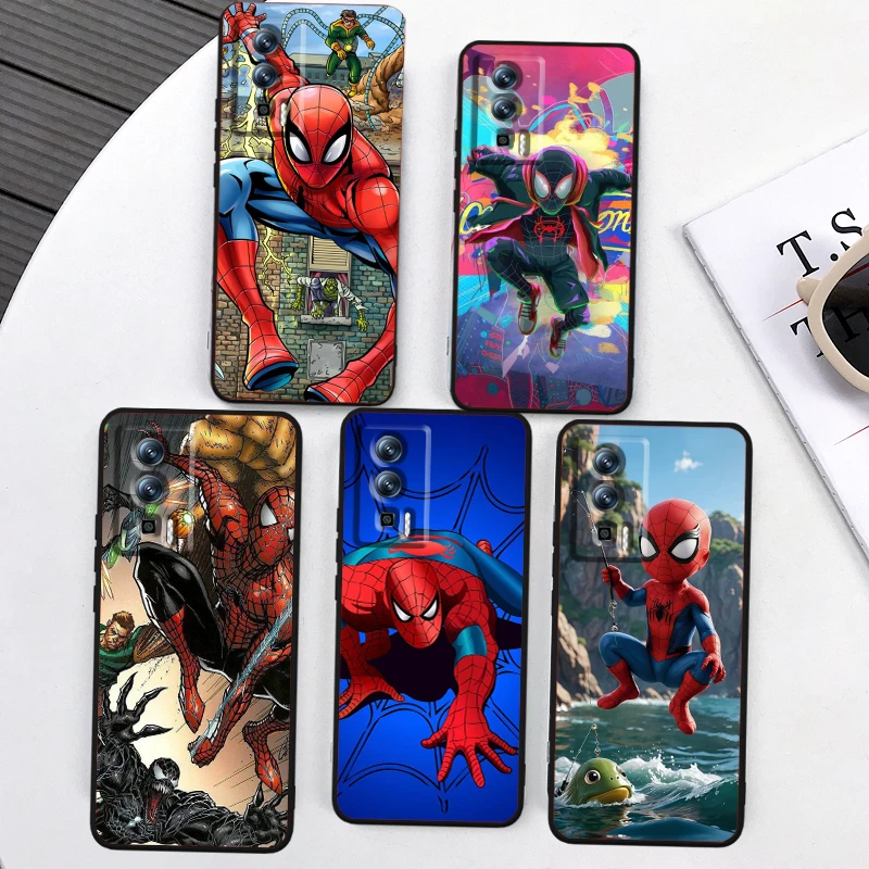 Marvel Spider Man Catroon For Xiaomi Redmi 9A 9C 9AT 10C 9 9T 10 12C 13C A3 12 K60 A1 K50 K40 5G Black Cover Phone Case