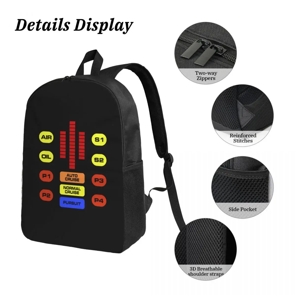 Kitt Voice Box Knight Rider Backpack Student BookBag School Bag Laptop Shoulder Bags 3ps Insulated Lunch Bag Pencil Case - view 3