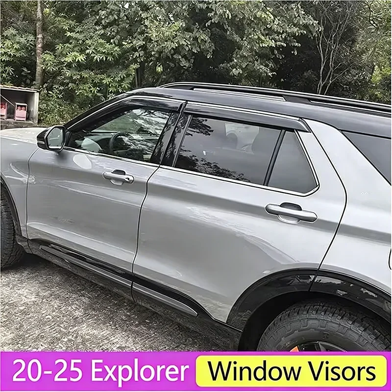 Window Visors Rain Guards for Ford Explorer 2020-2025,Smoke Tinted Wind Deflectors Vent Shade, Car Exterior Weather Shield
