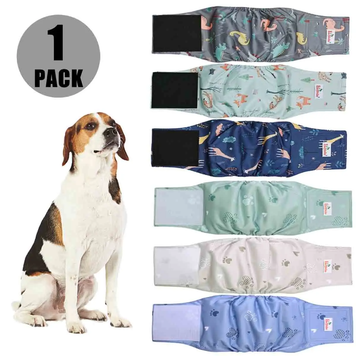 Cute Animal Print Pattern Pet Male Dog Diaper Washable Reusable Nappy Belly Bands Wrap Leak Proof Sanitary Pants Puppy Diapers