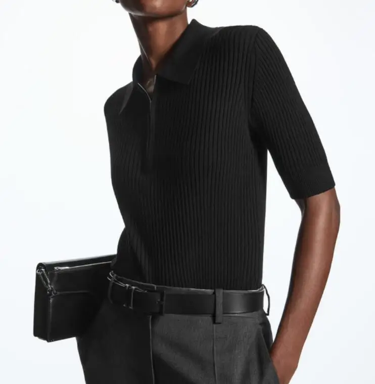 

Spring 2024 Women's Slim Fit Silk Cotton Blend Zipper Knitwear ort Sve Regular Length Commute Sle Pure Color