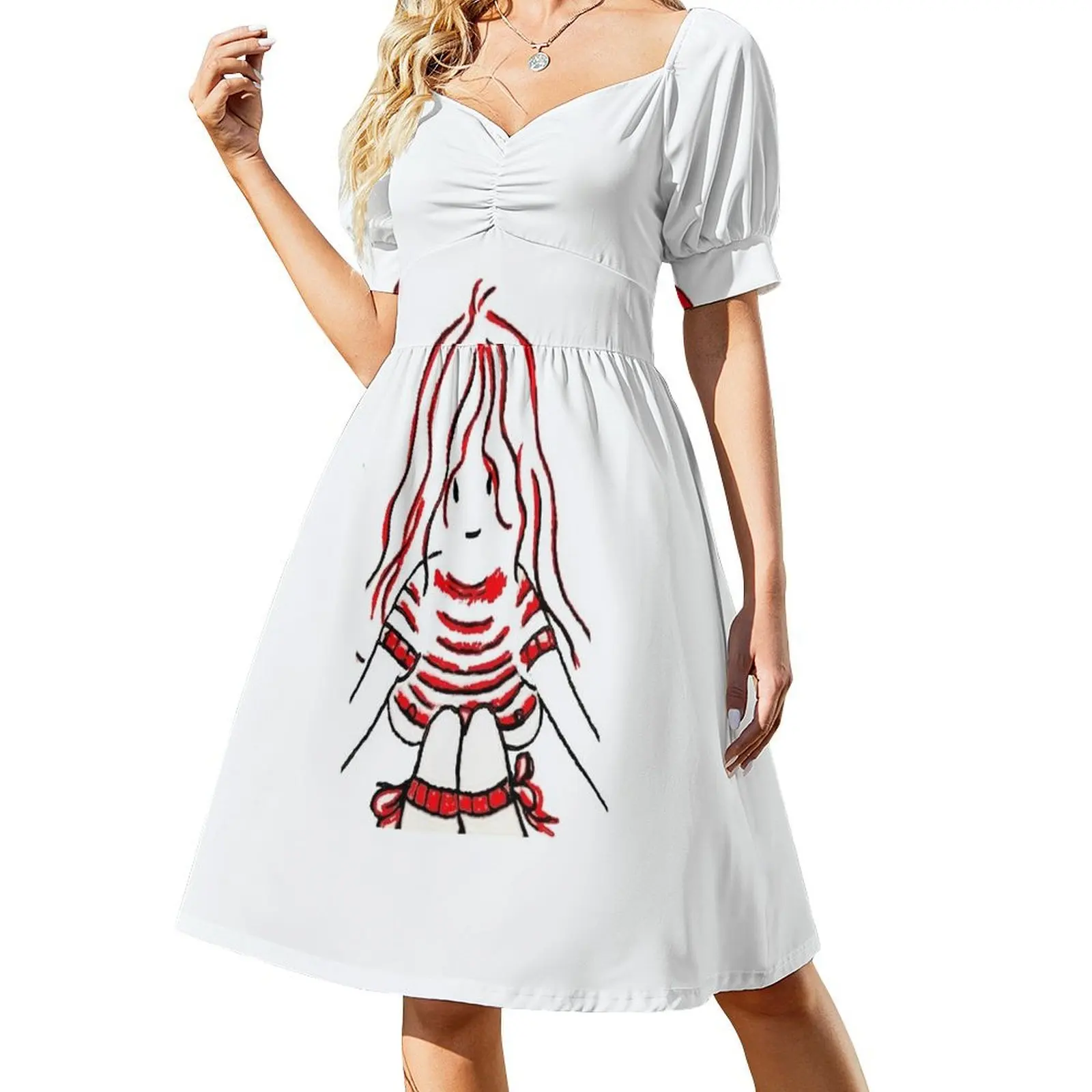 

MYLENE FARMER DRAWING Short Sleeved Dress women's summer clothing 2025 Women's long dress Dress