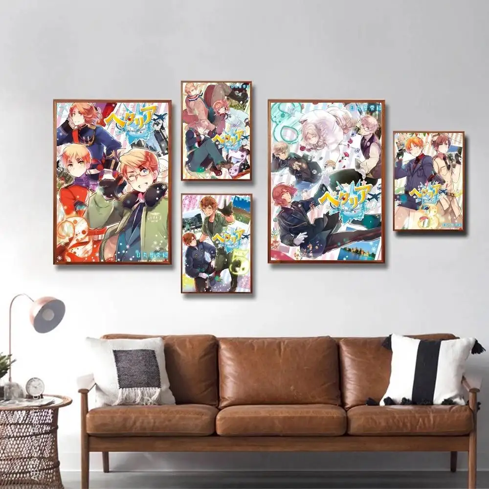Anime Cartoon H-Hetalia Axis Powers Manga Posters HD Print Vintage Wall Art Decor for Home Study Room