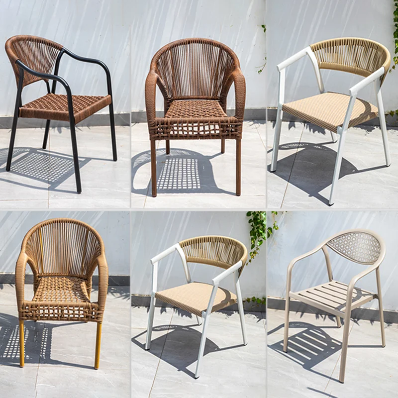 

Top Selling Wholesale 4Pcs a lot Nordic Simple Modern Rattan Chair for Dining and Living Room Furniture Outdoor Garden Chairs