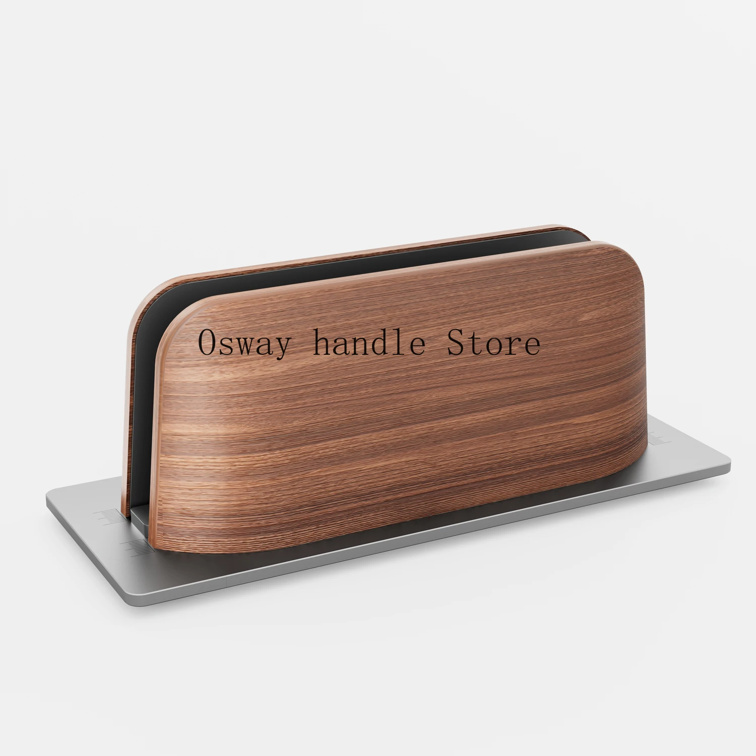 Vertical Laptop Stand for Desk, Black Walnut Wood and Aluminium Laptop Holder for All MacBook, Surface, Samsung, HP, Dell