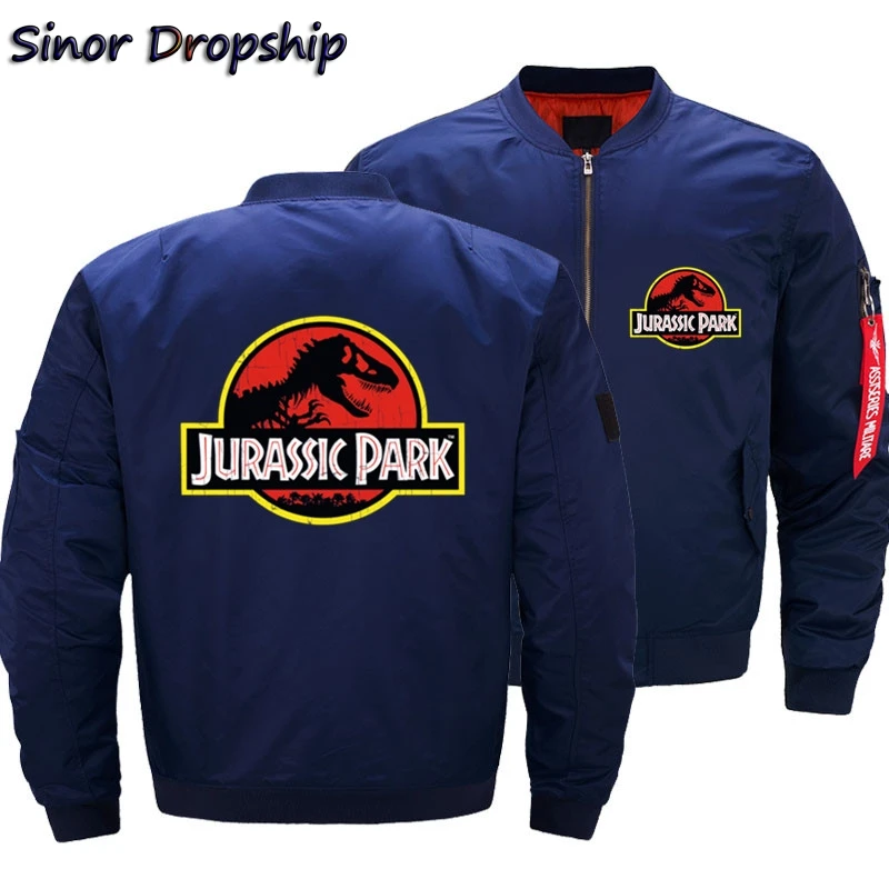 Jurassic Park Dinosaur Bomber Jackets Men Ma-1 Air Thick Pilot