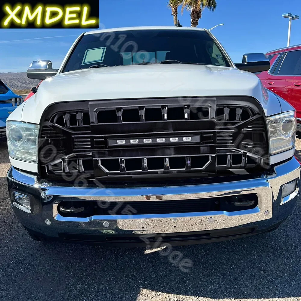 car styling Fit 2013 2014 2015 2016 2017 2018 for Dodge Ram 2500 Glossy Black Front Armor Grille w/LED Off-Road Lights auto part