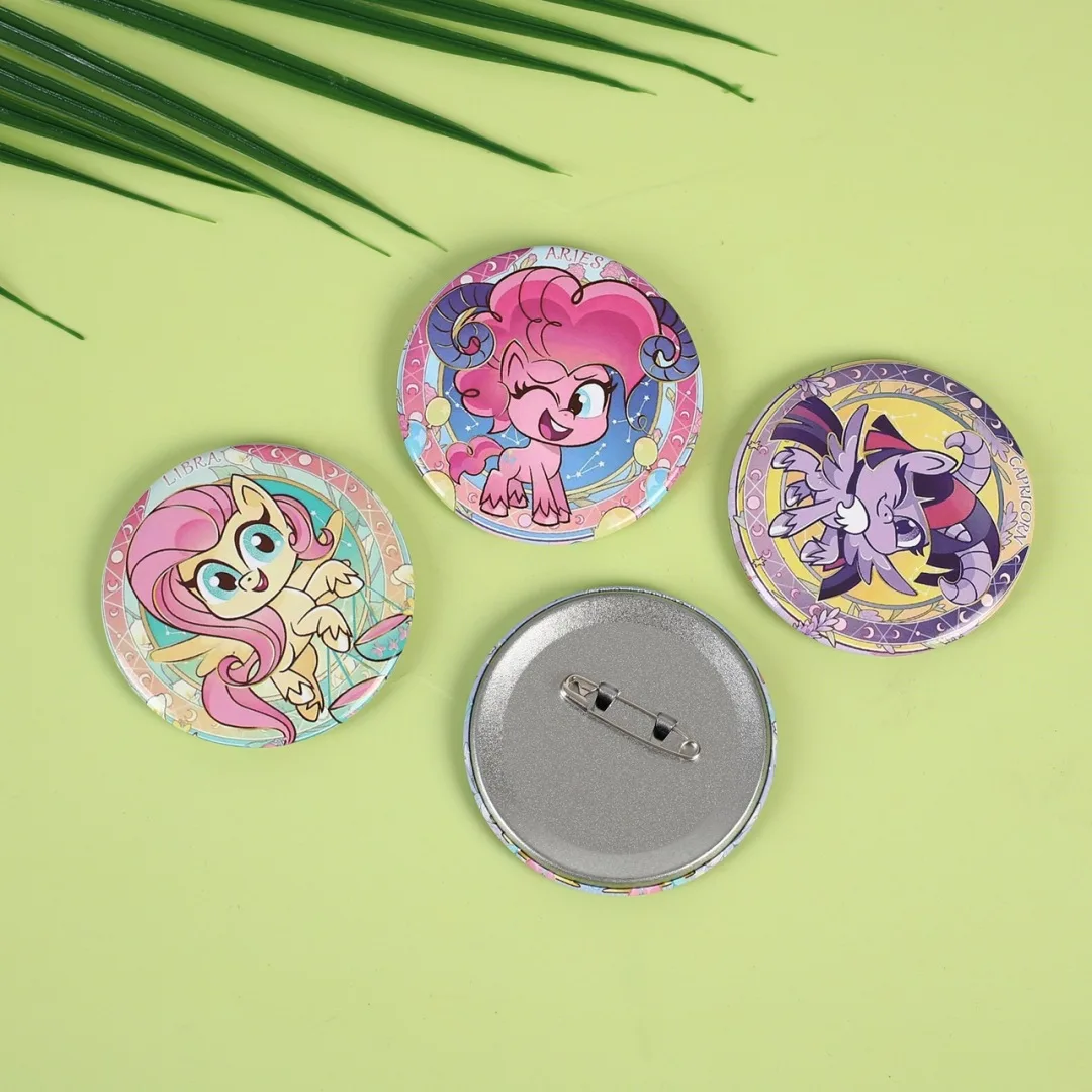 Kawaii My Little Pony Badge Fluttershy Pinkie Pie Rainbow Dash Cartoon Anime Doll Brooch Pin Backpack Decoration Gift Kids Toys