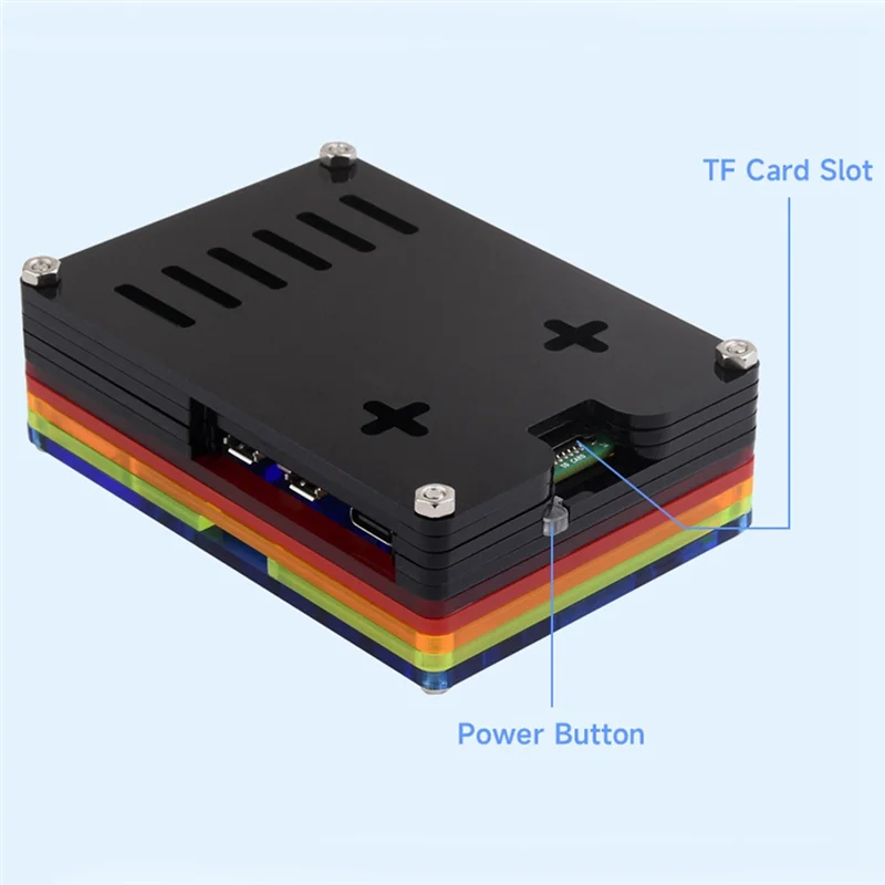 

Well Made-Rainbow Acrylic Case For Raspberry Pi 5, Colorful Translucent Acrylic Case, Supports Installing Official Active Cooler