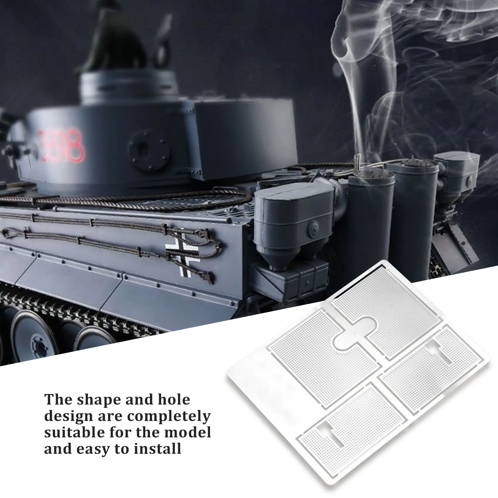 Red protectora de Metal decorativa, placa protectora de Metal blindado para 1/16 Heng Long German Tiger 3818 RC, piezas de mejora de tanque