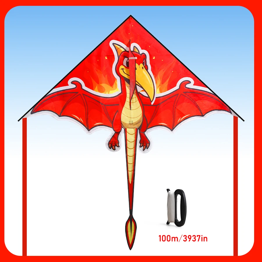 Cometa Red Dragon para niños: cometa grande fácil de volar de 140 cm, tela duradera para juegos al aire libre, playa y parque (a partir de 6 años)