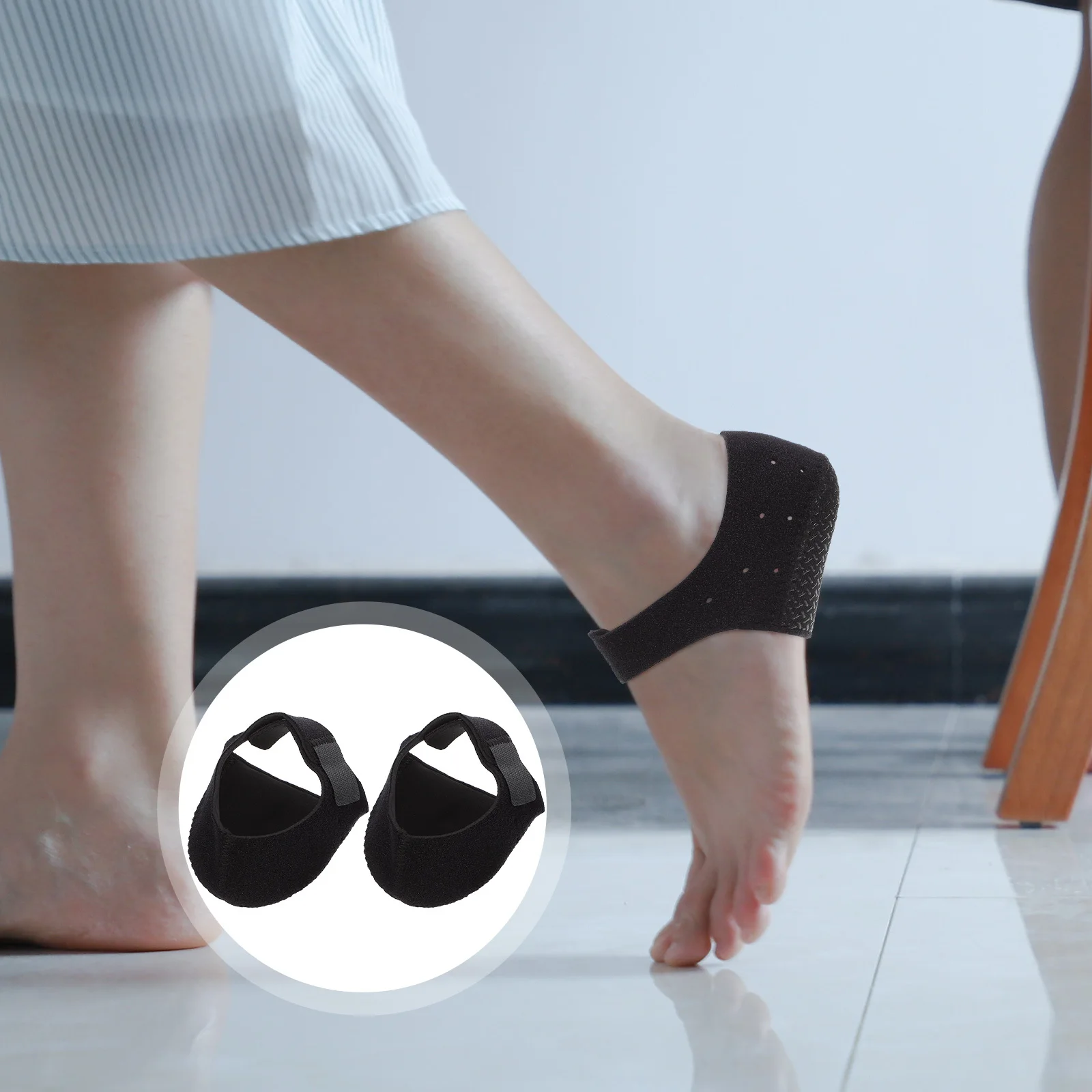 1 Pair Non-Slip Heel Protective Covers Breathable Shock-Absorbing Heel Pads For Pain Relief Elastic Support Foot Care Tool