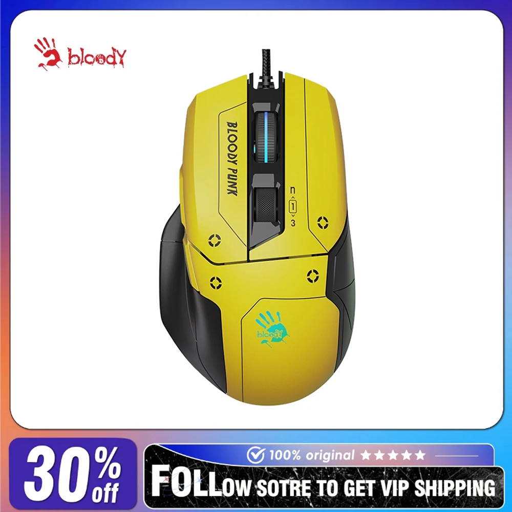 

Проводная мышь Bloody W70Max, одномодовая, скорость возврата 2000 Гц, датчик возврата BC3332-A Anypoint, гибкий щелчок, RGB ПК, игровая мышь для киберспорта