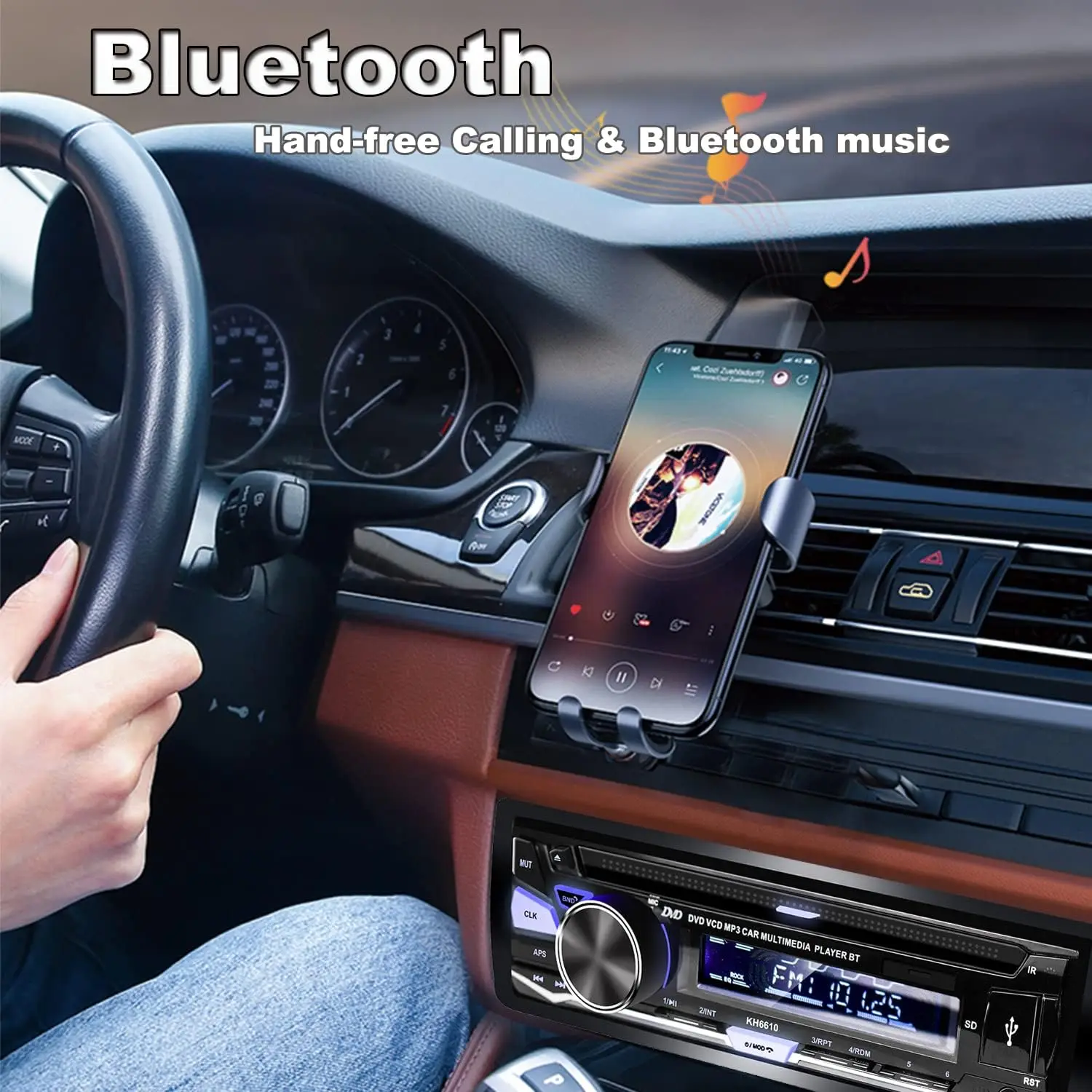 Autoradio singolo Din con lettore CD/DVD |   Bluetooth |   Radio FM/AM/RDS |   Ricevitore audio USB SD AUX