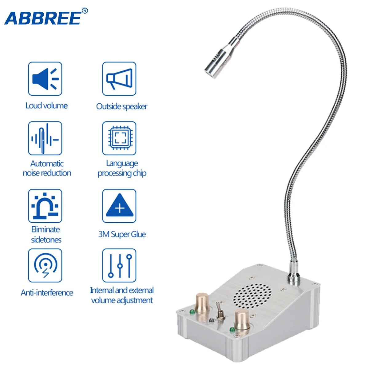 ABBREE  Dual Way Window Intercom System Bank Interphone Zero-touch Communication for Business Bank Station Ticket Window