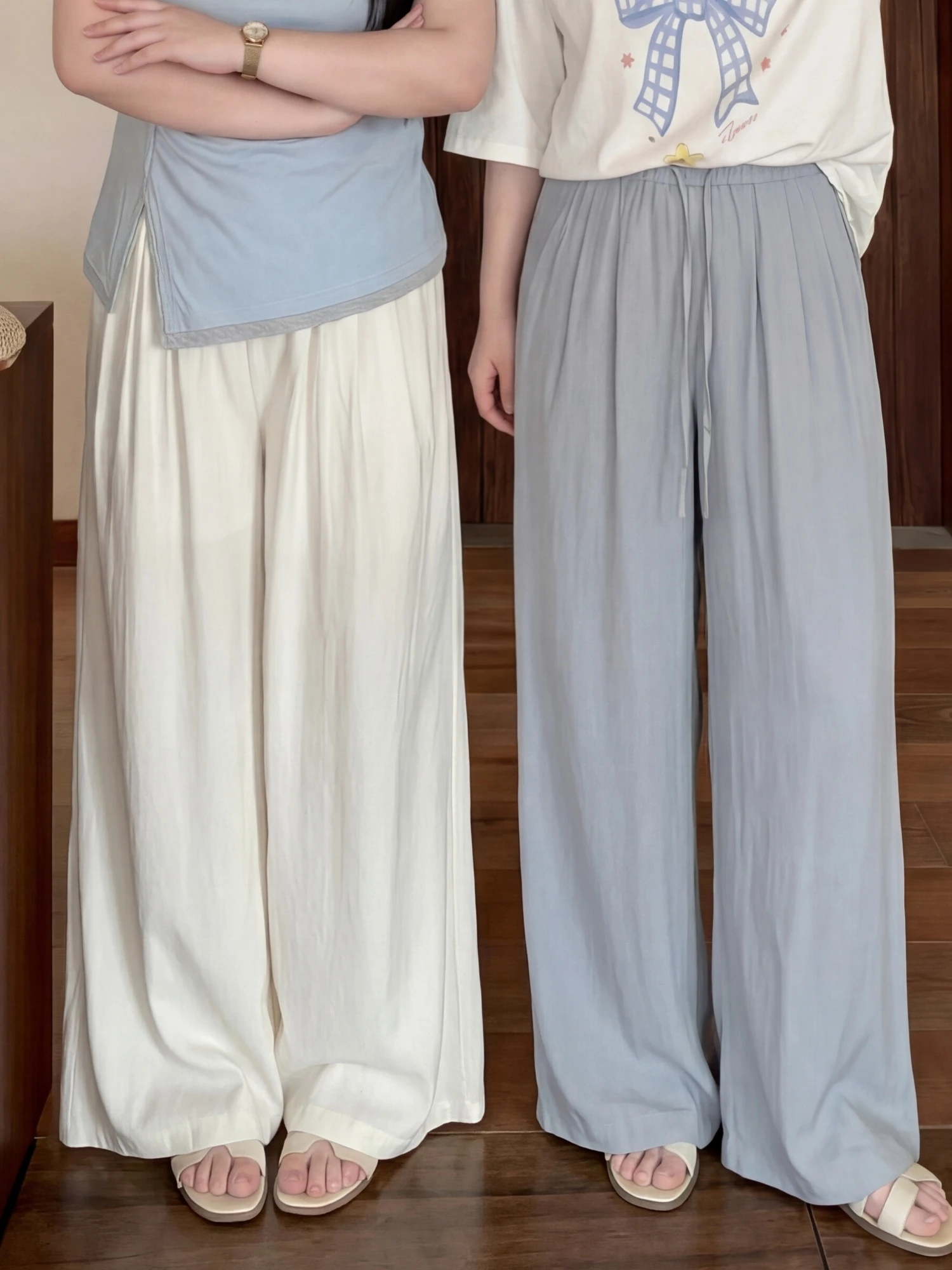 

Comfortable Wide Leg Casual Pants Elastic Waist Spring New Style plus Size Women's Fashionable Versatile Unique Ladies Trousers