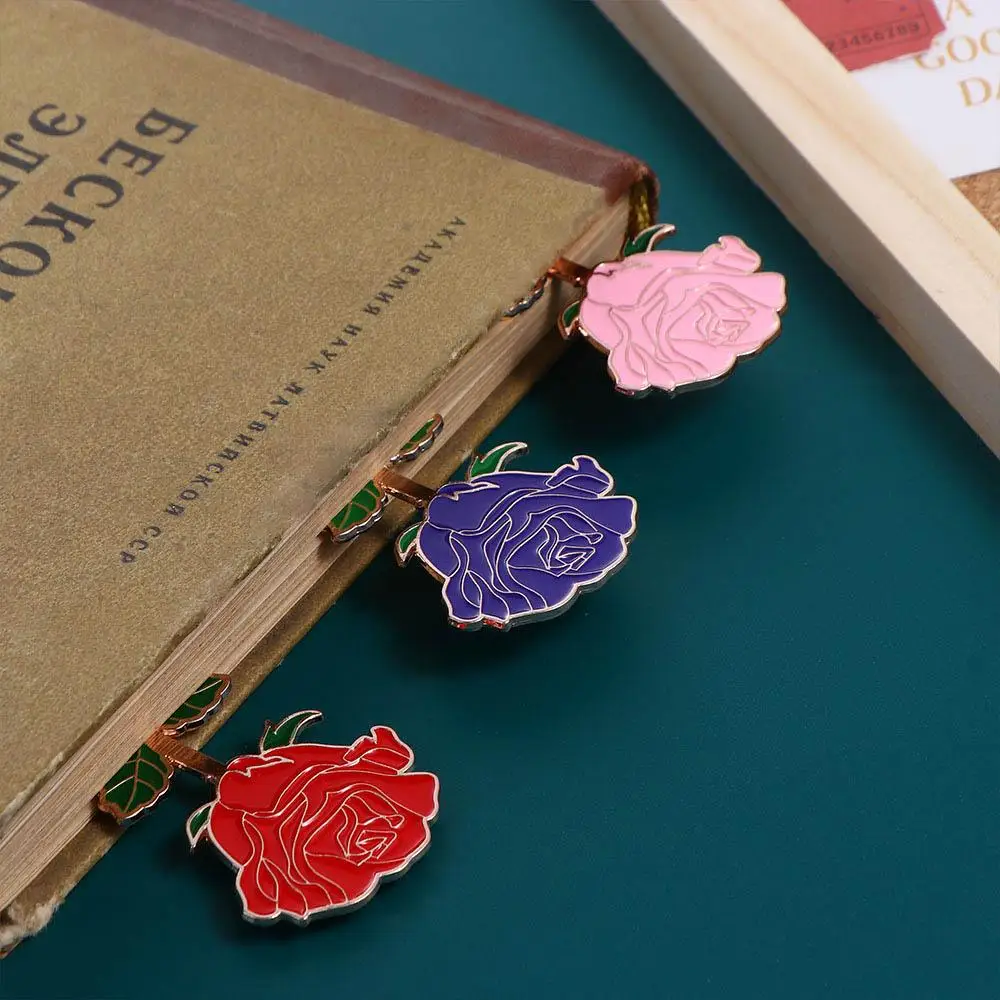 1pc Kawaii Cat Bird Rose Alloy Bookmark Cute Coloring Embossing Book Mark Page Folder Office School Supplies Stationery