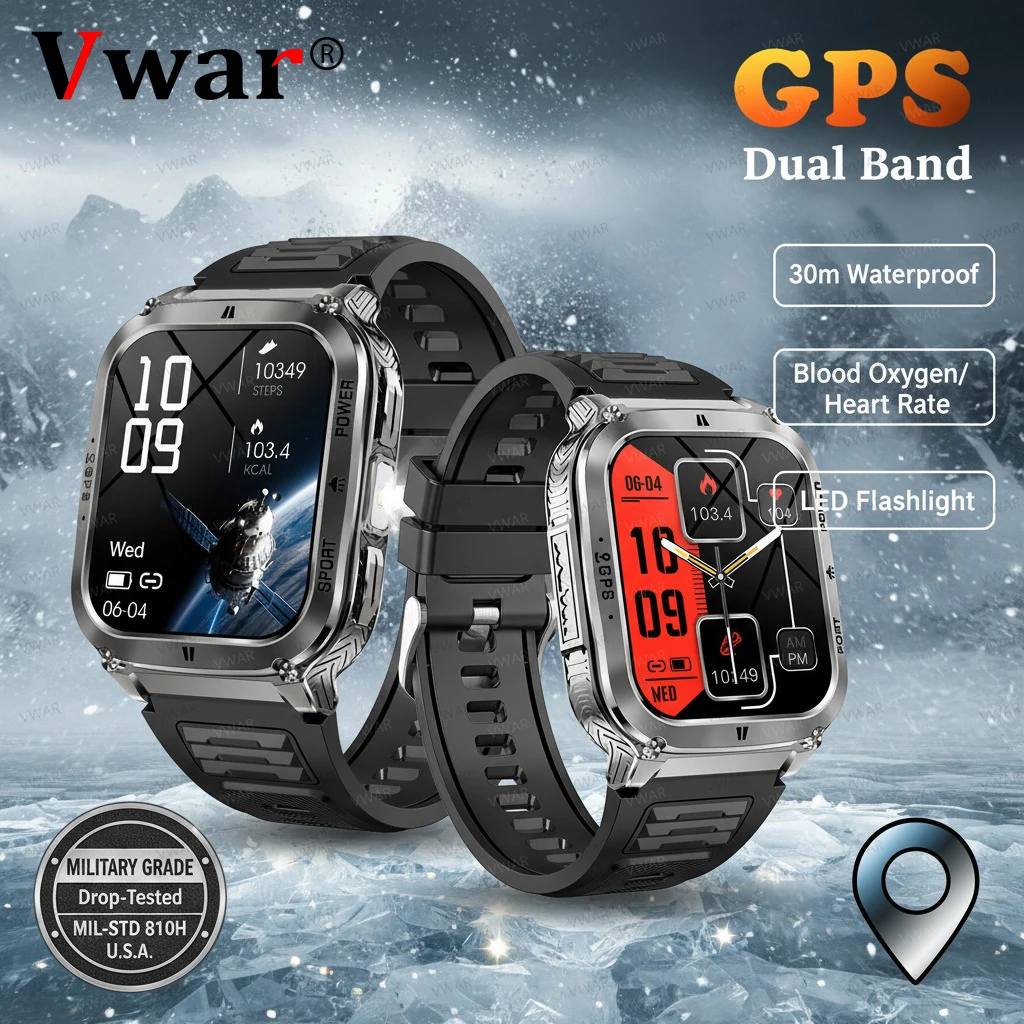 

2025 New Men GPS Smart Watch Heart Rate Monitoring LED Flashlight NFC Bluetooth Call 3ATM Waterproof Sports Smartwatches