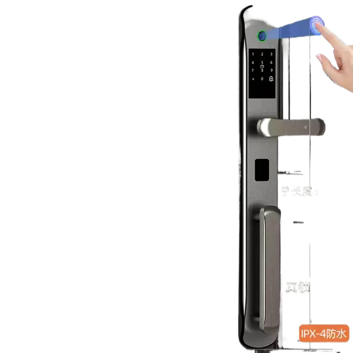 Fingerprint Door Lock for Villa Double Door Zinc Alloy Handle Anti-theft Password Lock with Extended Stainless Steel Panel