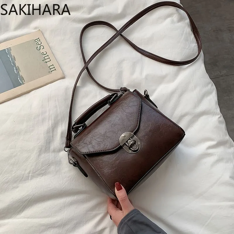 

Vintage Crossbody Bags for Women Casual Fashion Designer Korean Solid Color Handbag PU Leather Temperament Bolsas Para Mujeres