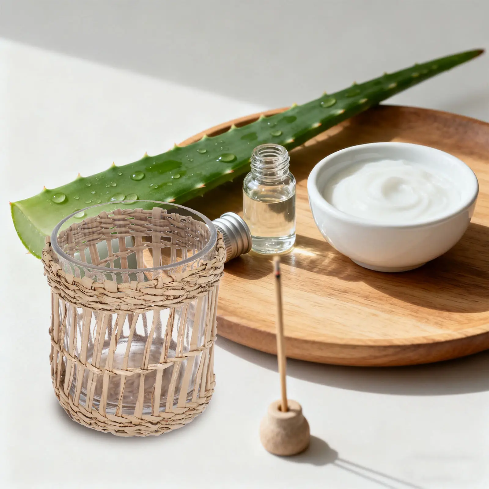 Glass Tea Light Holders Clear Candlestick Straw Woven Holder 7Cm Id Cup Dining Table Party Wedding Birthday Centerpiece view 3