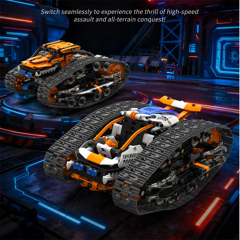 재고 있음 MOC 테크니컬 RC 듀얼 트랙 스포츠카 블록 조립 모델 DIY 장난감 소년용 크리스마스 선물 세트