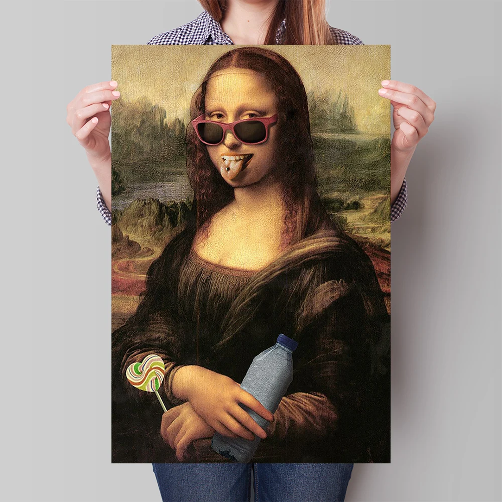 Naughty Mona Lisa Wall Art Room Decoration Canvas Painting Funny Poster Print Mural Home Decor Items Illustration