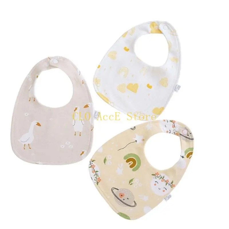 

16FE Nursing Bibs Kid Drooling Apron with Cartoon Pattern Breathable Feeding Bibs