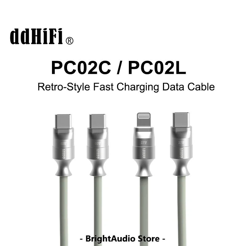 DD ddHiFi PC02C / PC02L Retro-Style Fast Charging Data Cable with USB 2.0 Five-core Shielded Cable USB-C up to 60W / LT 27W