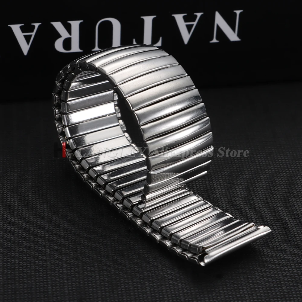 12mm 14mm 16mm 18mm 20mm 22mm Stainless Steel Elastic Watchband Strap for Smartwatch Stretch Expansion Men Women Sport Wristband