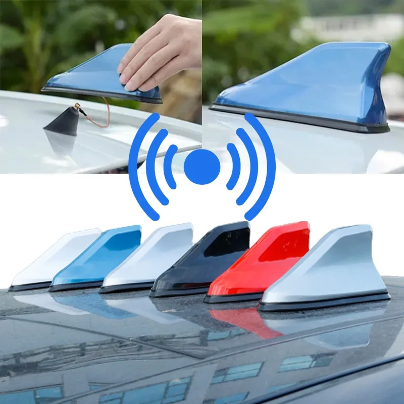 Car Radio Signal Antenna Roof Shark Fin Antenna Tail Modification New Punch-free Car Radio Antenna Decoration for General Models